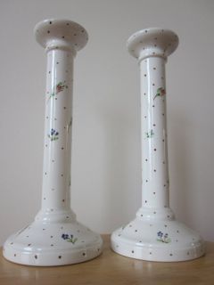 Italian Laura Ashley Pottery Candle Holders Beautiful Pair 449249