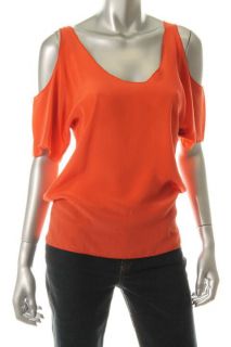 Laugh Cry Repeat Orange Silk Cold Shoulder Dolman Sleeve Pullover Top