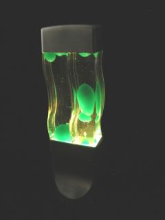 Lava Lamp Twin Column Green Glow Motion Glitter Party Mood Night Light