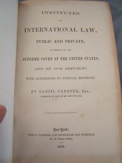 Antique 1860 Leather Law Book, International Law as Settled by Supreme