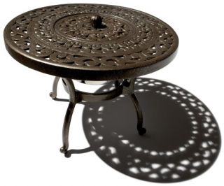 New All Weather Patio Furniture Round Cast Aluminum Side Table w Wine