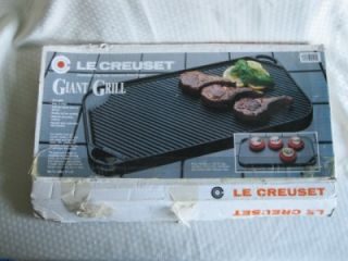 Le Creuset Giant Grill Pan Griddle Black Reversible with Original Box