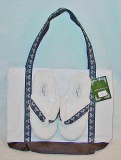 Laura Ashley Slippers and Matching Tote Size Small