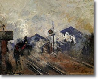 Monet Railroad Tracks Outside Saint Lazare Fine Art Canvas Giclee