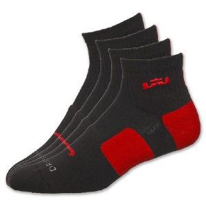 Elite Cushioned Lebron Basketball Quarter Socks Black Red Large