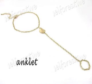 Barefoot Sandal Leaf Linked Chain Anklet Foot Jewelry