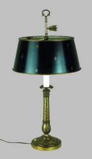 Vintage French Tole Bouillotte Brass Table Lamp