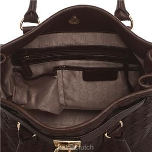 Auth Michael Kors Mocha Woven Leather Hamilton Tote Bag