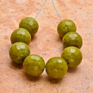 16mm Natural Lemon Jade Gemstone Faceted Round Beads