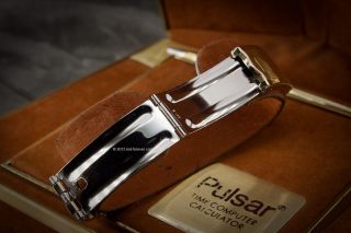 1970s Pulsar LED LCD Calculator Digital Watch w Box Pen Manual Perfect