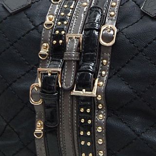 Nicole Lee USA Multi Belt Design Satchel Bag Handbag Purse Women Brown
