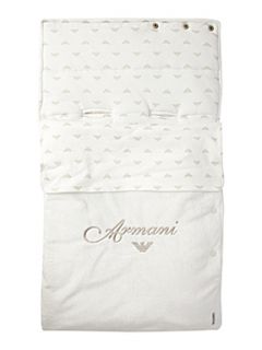 Armani Junior Embroidered logo sleeping bag Off White   