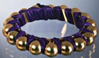 Leila Purple Ribbon Wrapped Bangle 24K Goldplated $119