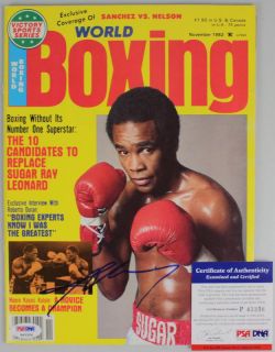 Sugar Ray Leonard Authentic Signed 1982 Boxing World Magazine PSA DNA
