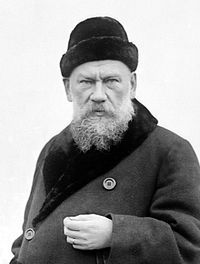 An undated photograph of Leo Tolstoys son dressed for Russian winter