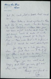 Lex Barker Original 2 PG Signed Handwritten Letter Signed Watson Webb