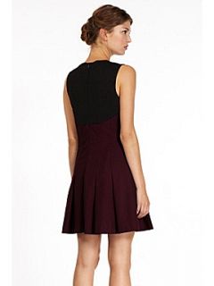Oasis Ponte flannel fit and flare dress Burgundy   