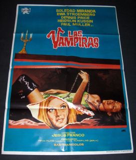 1971 Vampiros Lesbos Original Spain Poster Soledad Miranda Jess Franco