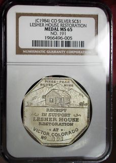 C1984 NGC MS65 Lesher House Restoration Colorado Pikes Peak So Called