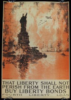 Iconic Fourth Liberty Loan New York in Flames World War I Poster