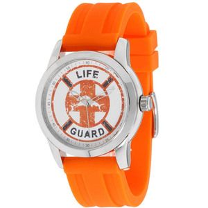 New Tommy Bahama Relax Lifeguard Mens Round Analog Steel Watch Orange