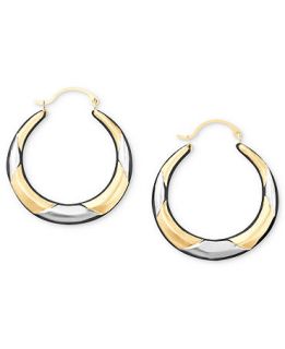10k Two Tone Gold Hoop Earrings   Earrings   Jewelry & Watches   