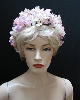 Vintage Soft Pink Orchid Floral Hat Lynn Brooke 1281