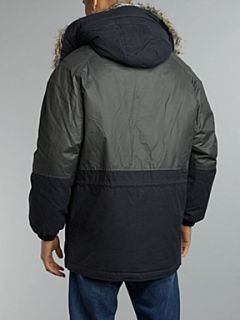 Paul Smith Jeans Parka coat with a faux fur trimmed hood Navy   