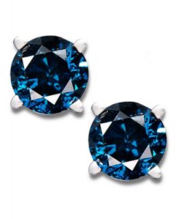 14k White Gold Earrings, Treated Blue Diamond Stud Earrings (1/2 ct. t
