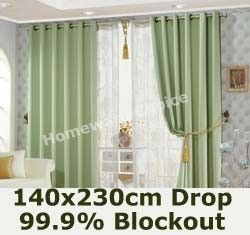 Eyelet Blackout Blockout Curtains Light Green 140x230cm Drop New