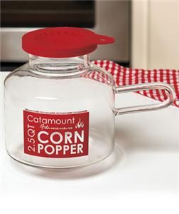 No Fat Glass Microwave Popcorn Popper Butter Melt Lid