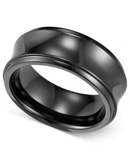 Triton Mens Black Titanium Ring, Concave Wedding Band (8mm)