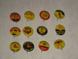 12 1963 Crane Potato Chips Baseball Pins Vintage