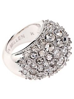 Karen Millen Encrusted ring Silver   