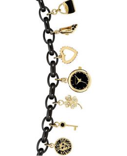 Anne Klein Watch, Gold Tone Charm Chain Bracelet 20mm 10 7605BKCH