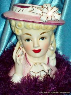 RARE Relpo Authentic Miss Kitty Headvase Blonde Head Vase Large