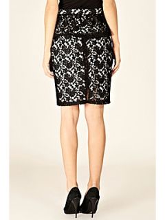 Oasis Lace peplum skirt Black & White   House of Fraser