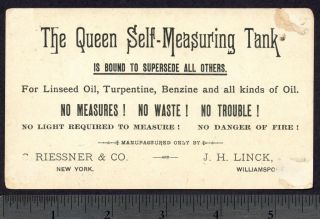 Riessner Linck Queen Self Measuring Tank Oil pump Advertising Card