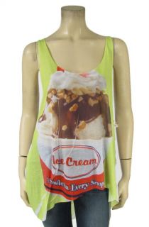 Local Celebrity Ice Cream Tank Sz s Sleeveless Top Asymmetric Hem Semi