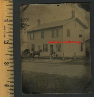 RARE Tintype Photo Lockport NY IDD Street Scene 1870