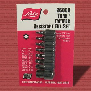 Lisle 26000 Torx Tamper Resistant Bit 8 Piece Set U s A Made