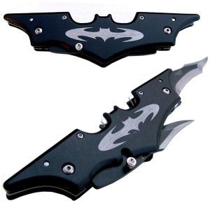 Black Batman Twin Blade Spring Assist Knife Movie Knife Knives KA0065
