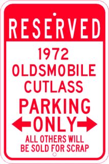 1972 72 Oldsmobile Cutlass Parking Sign