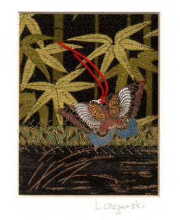 Bamboo Grove Cloisonné Butterfly Mini Crazy Quilt Asian Collage