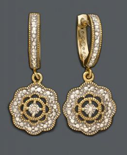 18k Gold Over Sterling Silver Earrings, Diamond Accent Flower Drops