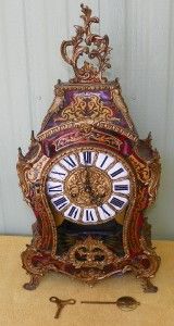 German 23 Tall Louis IV Brass Clock Running Ornate