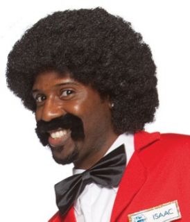 The Love Boat Bartender Isaac Washington Wig and Mustache  Curly Black