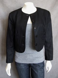 Great Basic Louis Feraud Vintage Black Short Cropped Linen Jacket