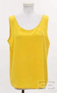 Louis Feraud Set Yellow Silk Embroidered Sleeveless Blouse Size US12