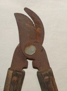 Antique Lopper Tool Iron Wooden Handle Blacksmith 4300